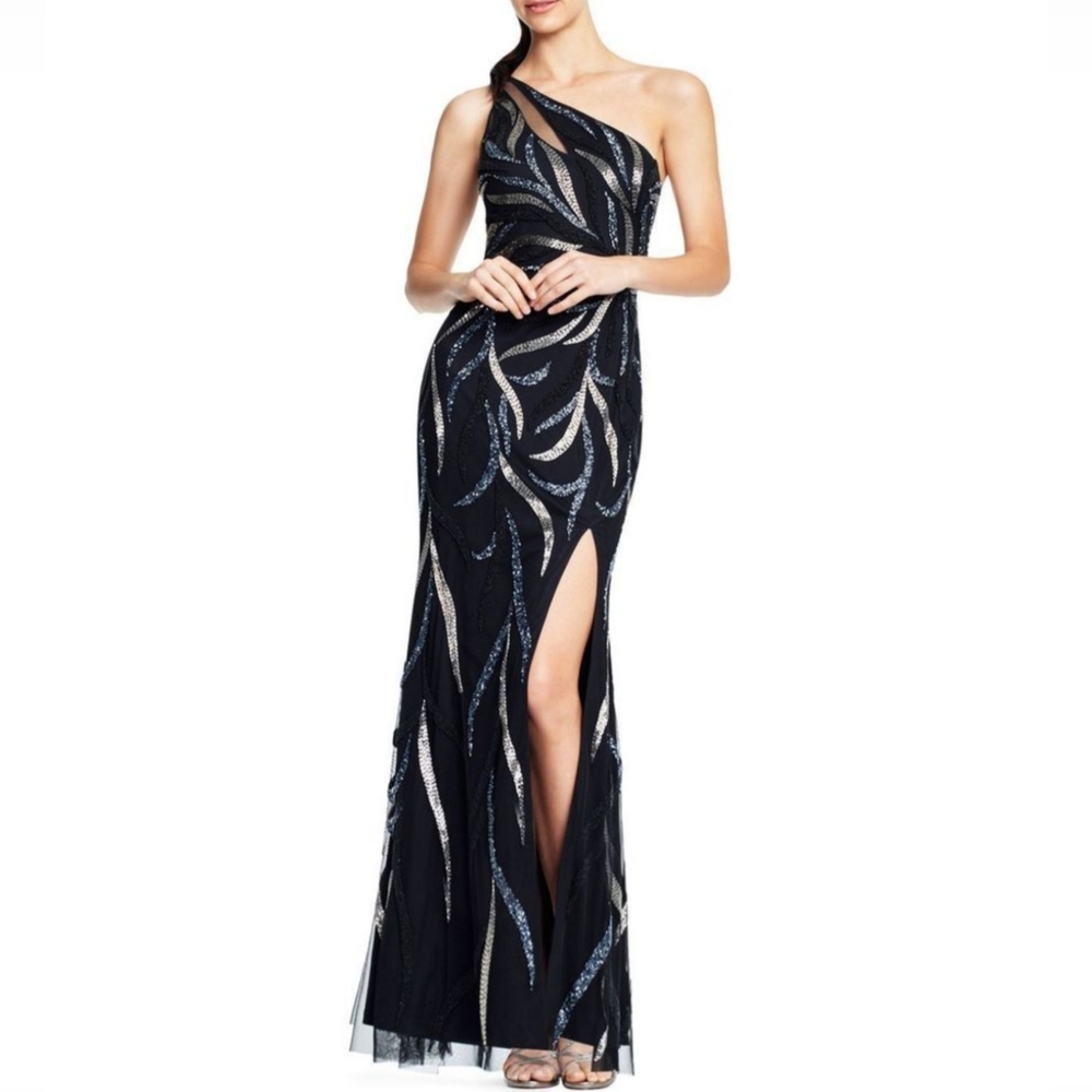 Aidan Mattox Beaded Asymmetrical Dress
